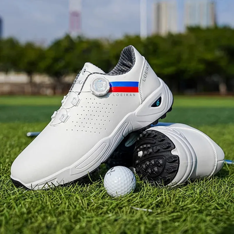 Sapatos de golfe masculinos | Fechamento com botão rápido | Tênis de golfe antiderrapantes e sem pontas