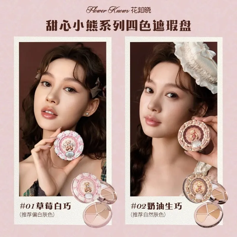 Flower Knowledge Querida Urso Biscoitos Maquiagem Lip Glaze Blush Sombra Corretivo Conjunto de 5 peças