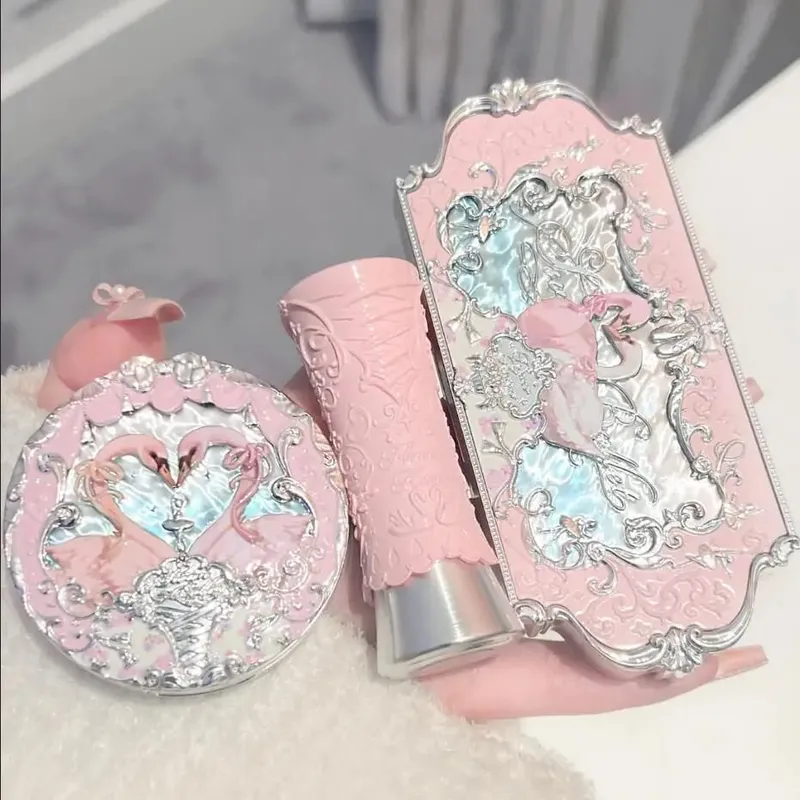 Flor sabe conjunto de maquiagem caixa completa cisne urso jardim coleção em relevo blush brilho batom kit fundação tudo em kit de maquiagem