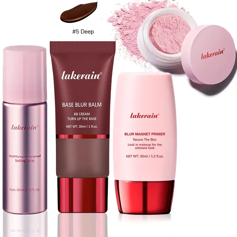 Ultimate Setting Powder Travel Size Set Blur Magnet Primer Setting Spray Base Blur Balm Waterproof Long-lasting Makeup Set