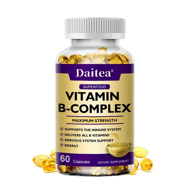 Complexo de vitamina B - suplemento de suporte imunológico promove a saúde do cérebro e do sistema nervoso, aumenta a energia e melhora o estado de alerta