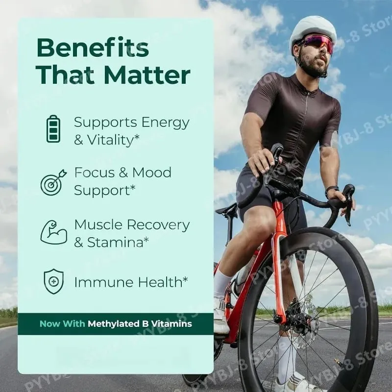 Cápsula multivitamínica para homens, suporte para saúde imunológica, contém vitaminas metiladas e minerais quelados, fornece energia corporal 60 contagens