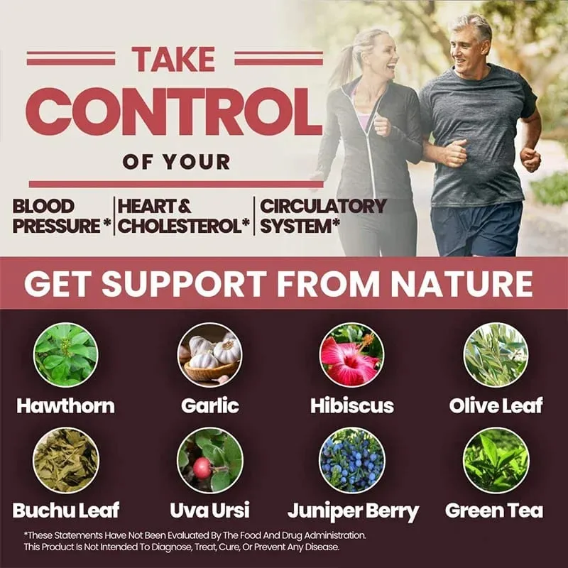 Blood Pressure Support Supplement - Heart Cholesterol Cardio - 13 Vitamins with Vitamins C B6 & B12 Hawthorn & Olive Leaf