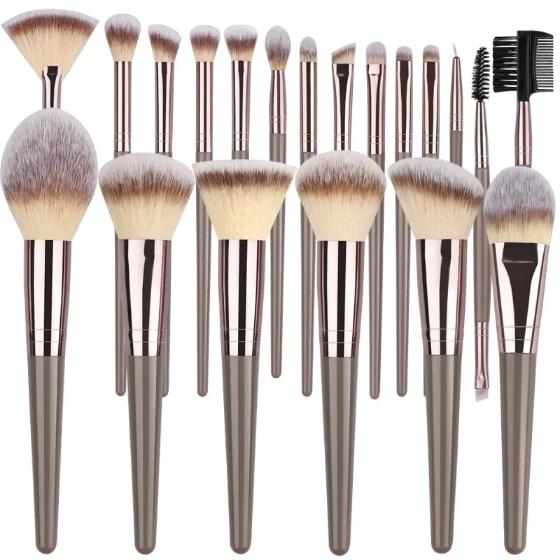 Conjunto de pincéis de maquiagem, 20 peças, fibra sintética macia, base, sombra, blush, pó, contorno, ferramenta de beleza