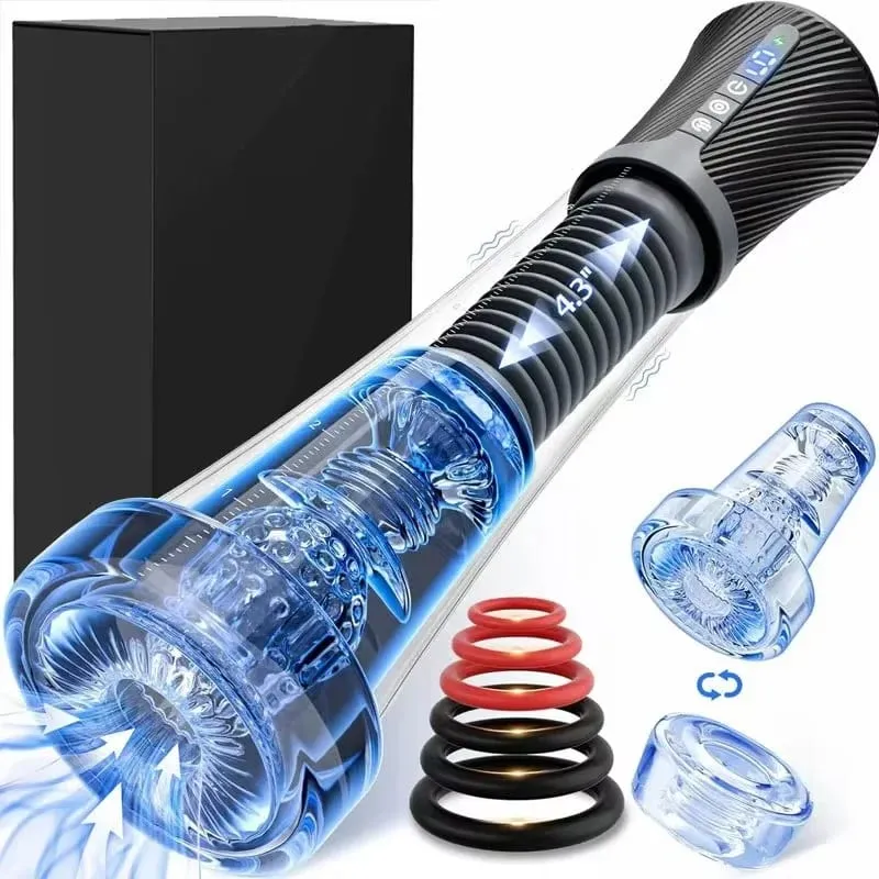 Automatic Male Masturbators Penis Pump Sex Machine Stroker Vacuum Pump Adult Sex Toys for Men 5 Suction Levels 6 Training Modes
