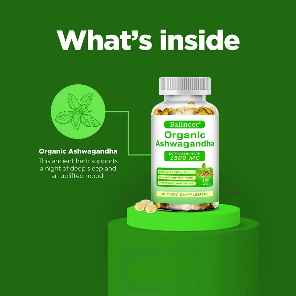 Ashwagandha 補充劑-支持大腦和記憶、提高注意力、耐力、改善情緒和睡眠- 120 粒膠囊