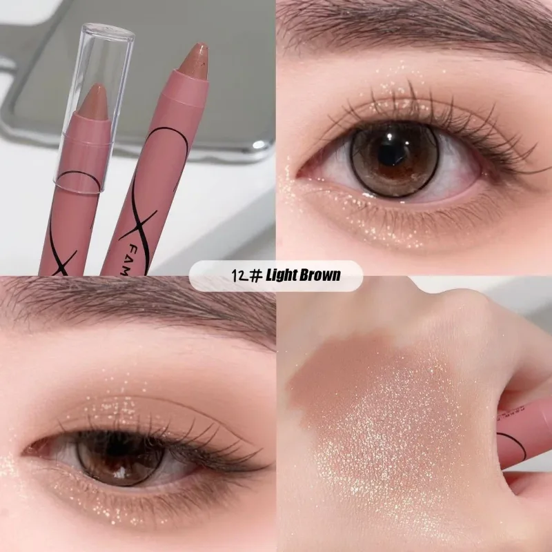 Pérola deitado seda iluminador caneta sombra de olho fosco glitter sombra vara branco perolado brilho delineador cosméticos