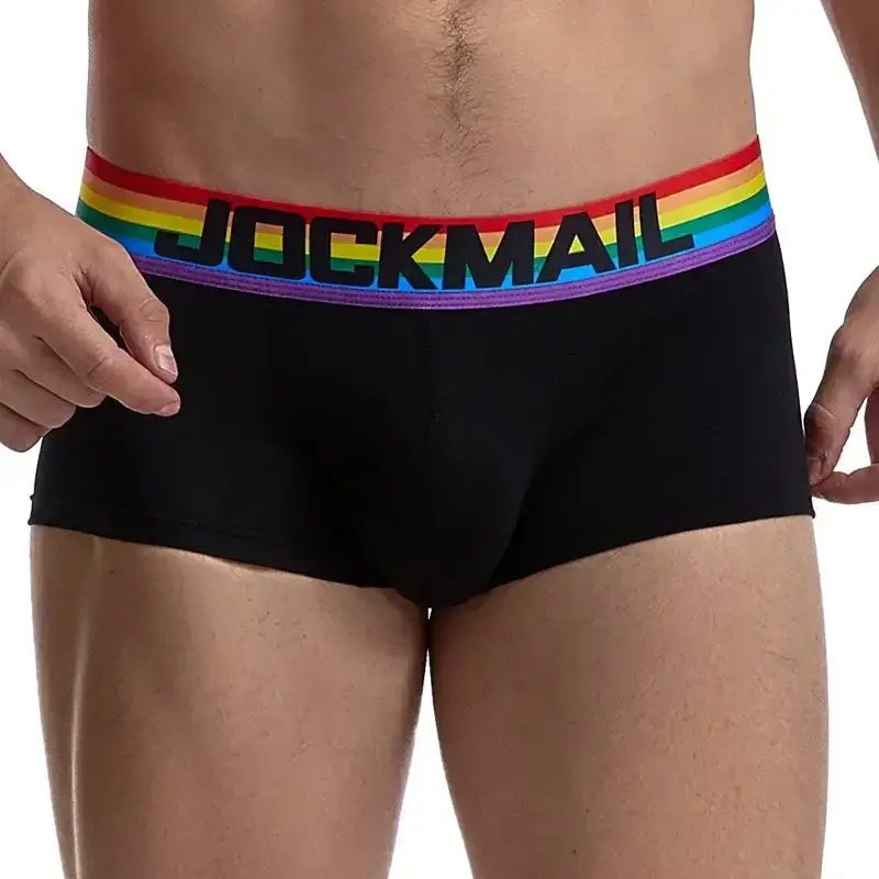 قوس قزح حزام رجل السروال boxershort القطن الرجال الملاكمين الذكور ملابس داخلية جيدة التهوية الرجال سراويل لينة سراويل داخلية للرجال أسود أبيض