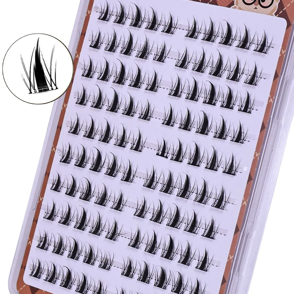 Kit de cílios seccionados de fibra fosca macia autoadesiva 10 linhas sem cola 3D mangá natural DIY cílios de maquiagem para os olhos