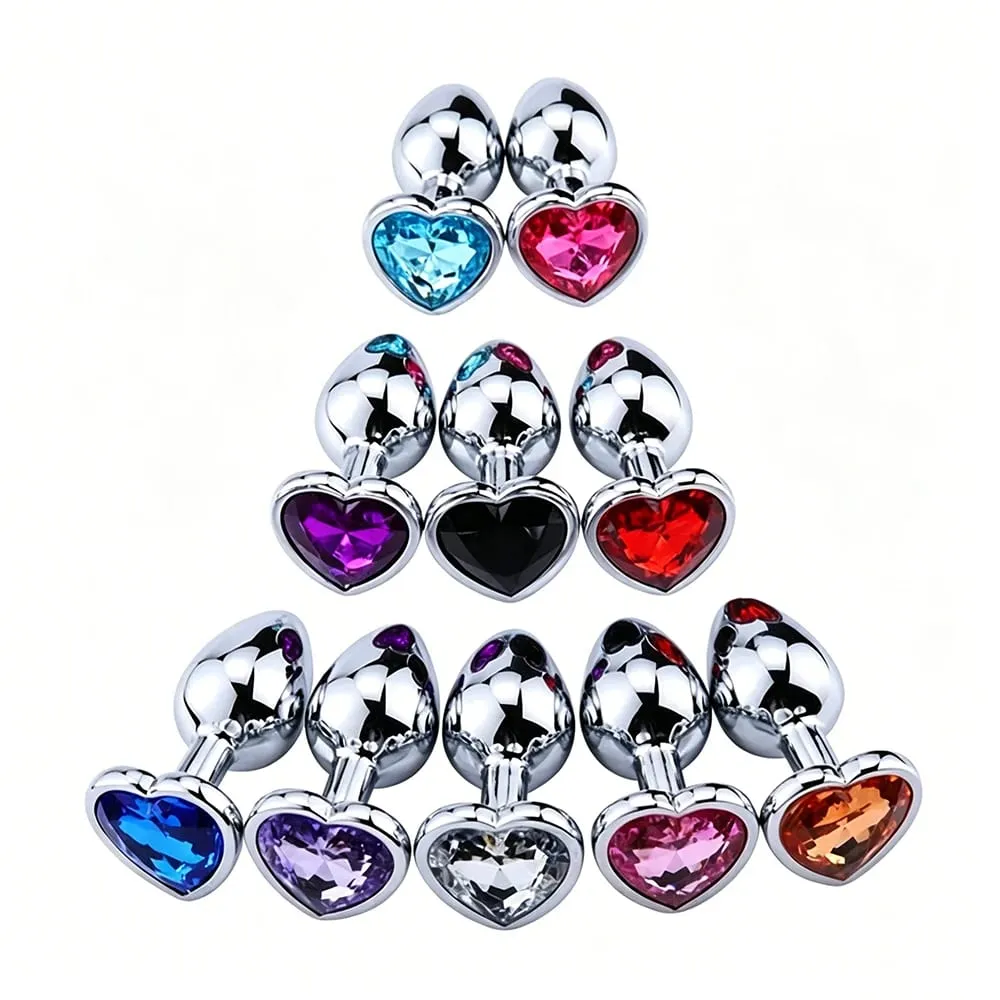 Plugue anal s/m/l em formato de coração, contas anais de cristal de metal, massageador de próstata, produtos adultos gays, loja de brinquedos sexuais para mulheres e homens — image 6
