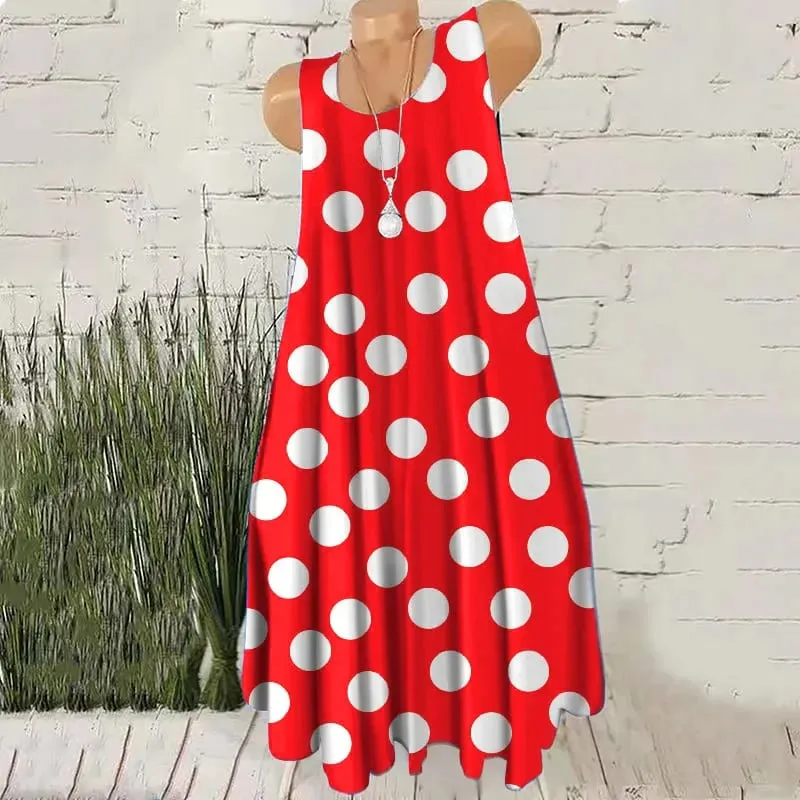 Padrão de bolinhas redondas moda feminina mini vestidos verão sem mangas impressão 3d rua senhoras tendência vestido 3xl plus size vestido casual