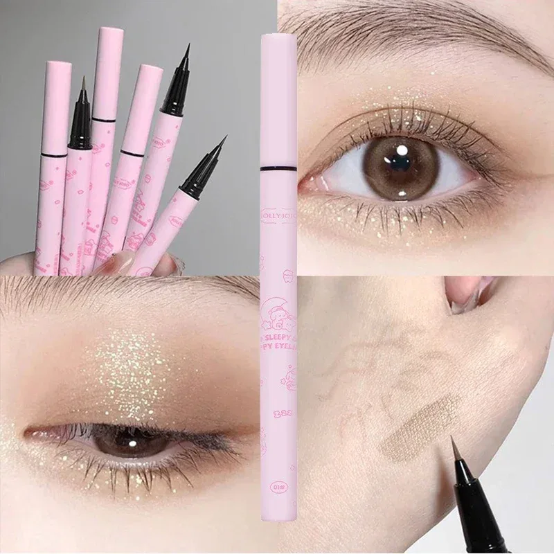 Delineador líquido preto, maquiagem para os olhos, super à prova d'água, de longa duração, fácil de usar, caneta de bicho da seda, ferramentas de cosméticos de maquiagem