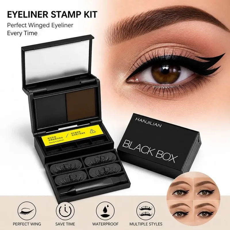 Waterproof Eye Makeup Stamping Pen Set Long Lasting Portable Eyeliner Stamp Pen Ultra Fine Smudge Resistant Eye Makeup Tools