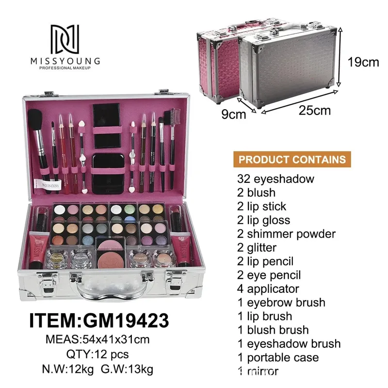 56 pçs kit de maquiagem profissional conjunto de maquiagem com caso de maquiagem feriado beleza presente conjunto starter cosméticos kits completos para mulher