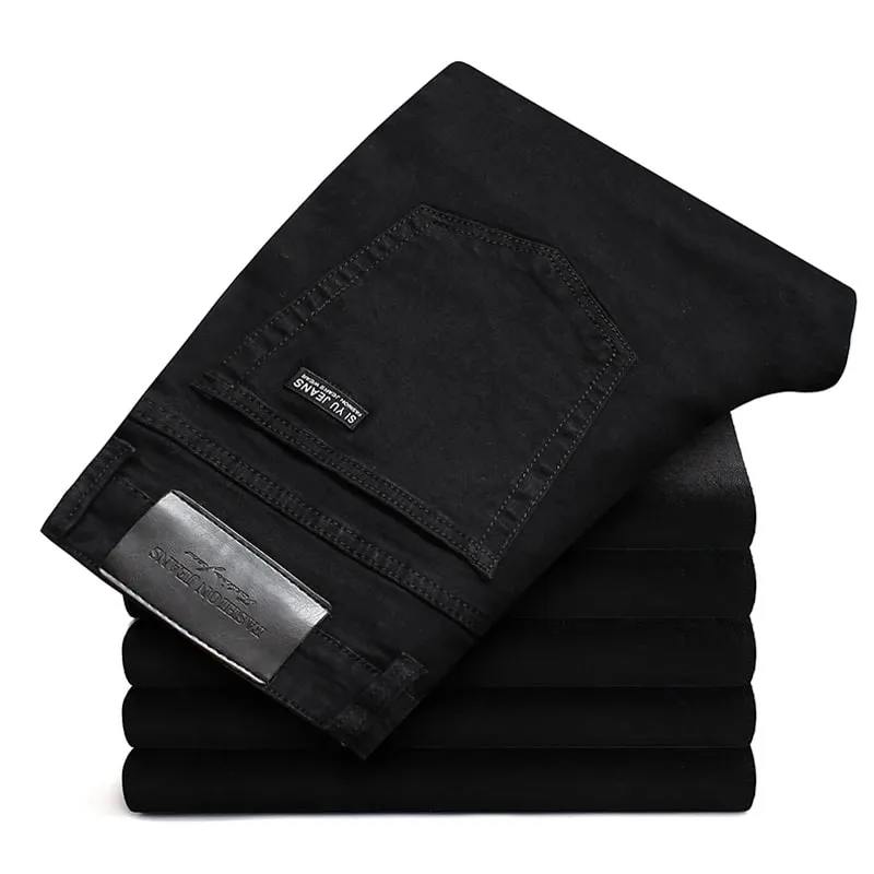 Men Plus Size Jeans 38 40 Slim Skinny Stretch Straight Classic Version of Simple Black Denim Pants Male Brand Clothing