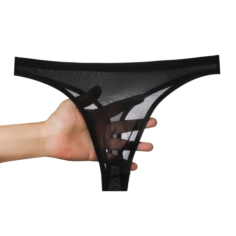 Cuecas masculinas ultrafinas de seda gelo 3d, tanga transparente, roupa íntima, cintura baixa, cuecas de biquíni em u, lingerie