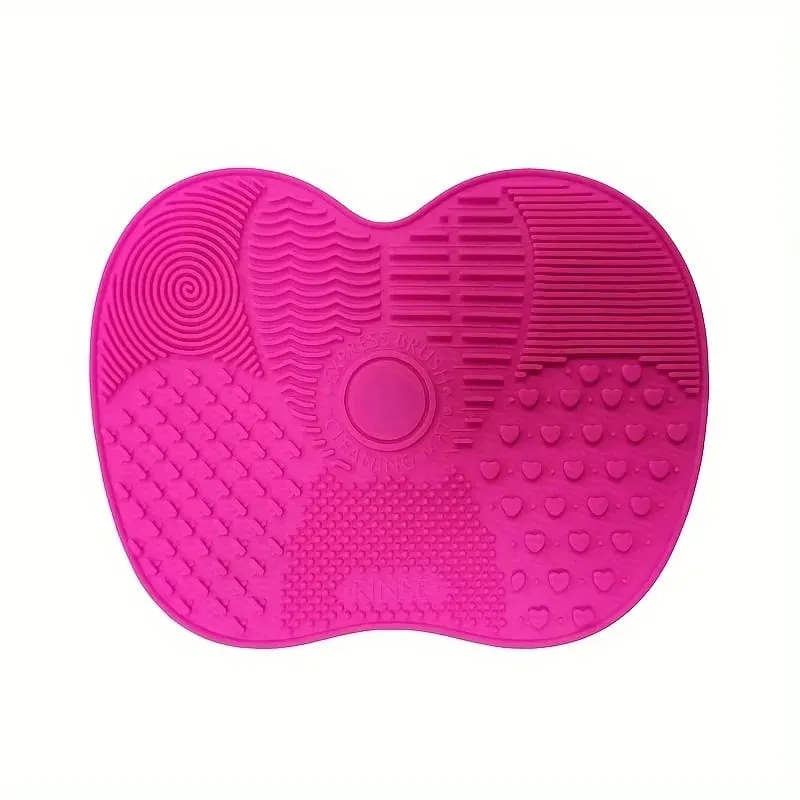 Esteira de limpeza de pincel de maquiagem em forma de maçã de silicone com ventosa limpa profundamente pincéis de maquiagem, tornando os pincéis fofos e macios