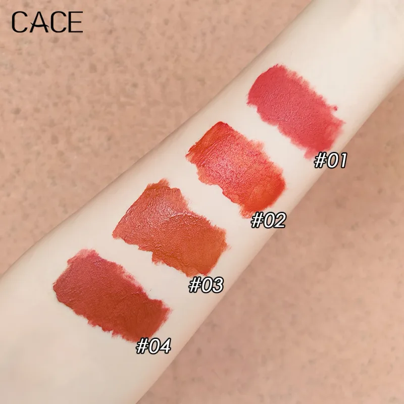 Conjunto de maquiagem de batom líquido fosco, 4 unidades, sexy, vermelho, brilho labial, duradouro, à prova d'água, cosméticos com colar