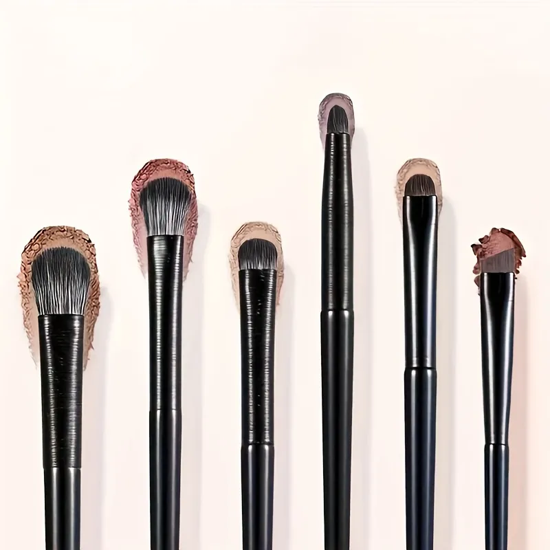 Conjunto de pincéis de maquiagem para olhos, 6 peças, profissional, contorno macio, sombra, delineador, sobrancelha, feminino, ferramenta cosmética de beleza facial