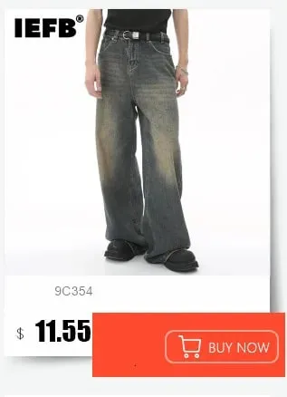 Calça jeans masculina estilo coreano, casual, cor sólida, lavada, simples, justa, perna larga, solta, novo 9w4253