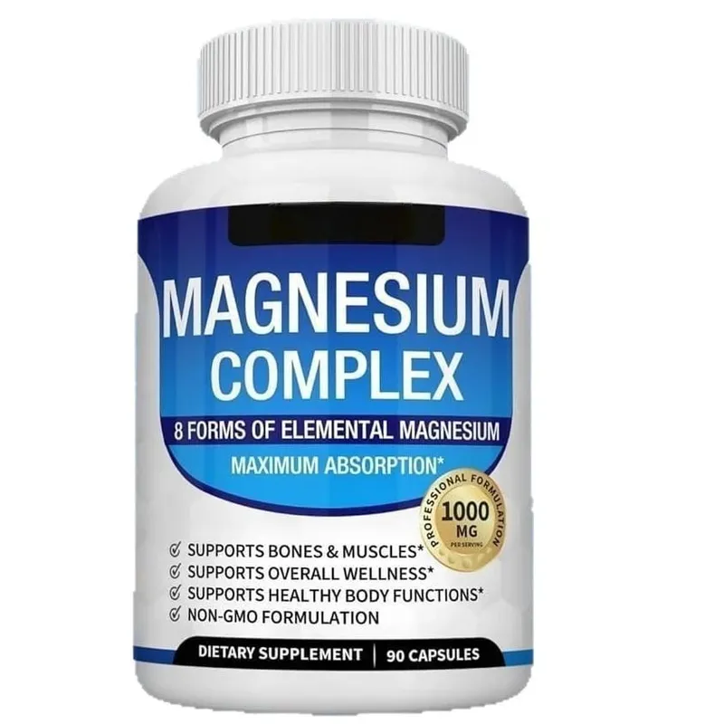 Cápsulas de complexo de magnésio com 8 formas de suplemento mineral de magnésio para suporte ósseo e muscular e sono reparador 90 cápsulas