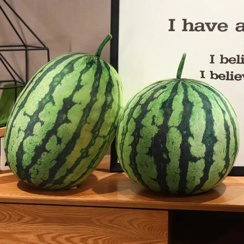 3D Simulated Watermelon Hug Pillow Round Long Watermelon Soft Plush Toys Fruit Sofa Cushion Suitable For Home Kids Gifts — image 2