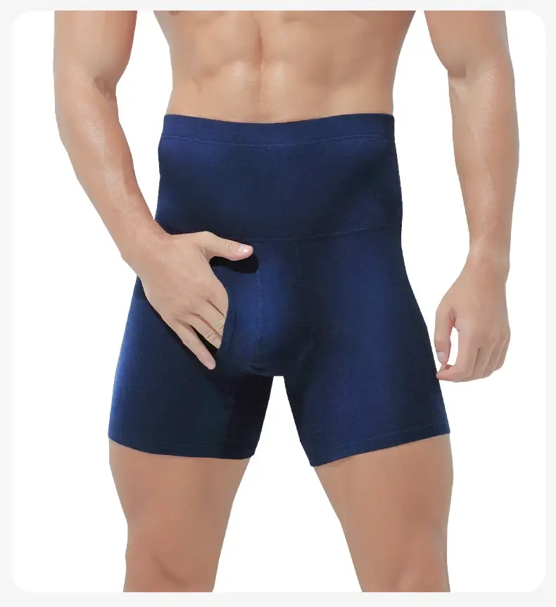 Men's High Waisted Belly-Control Underwear Plus Fat Plus Size Anti-Wear Leg Waist Protection Warm Fleece-Lined Thickeneded Sport