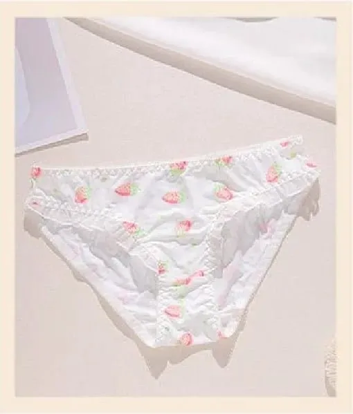 Strawberry 100% Lolita Collection Small Breasts Thin Cartoon Print Underwear Without Wire Back Pure Desire Bra Cover