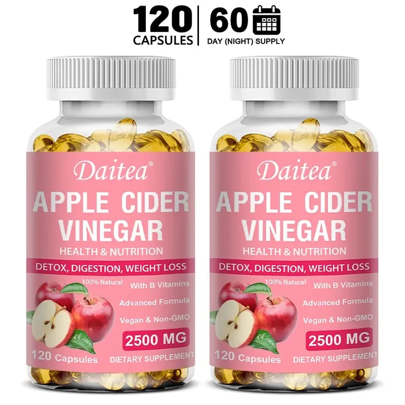 Daitea Organic Apple Cider Vinegar Capsules Healthy Weight Management Digestion Detox & Immune Soothes Gas & Bloating