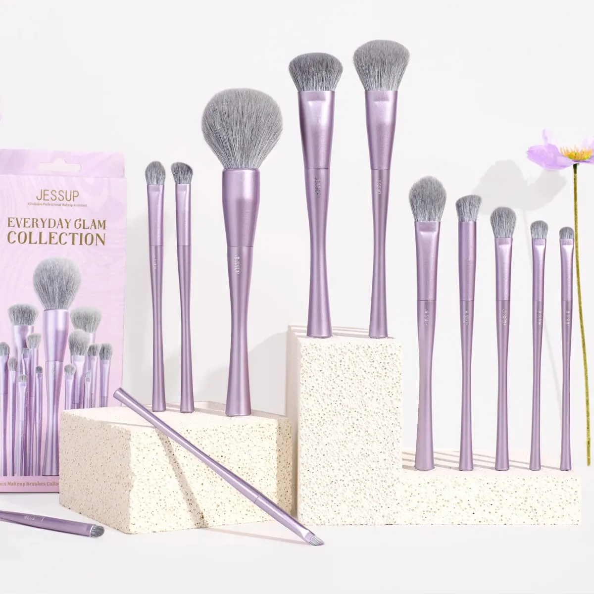 Jessup pincéis de maquiagem conjunto 4/6/7/10/14/15 pçs fundação escova de maquiagem rosto sombra mistura destacando corretivo luxo roxo
