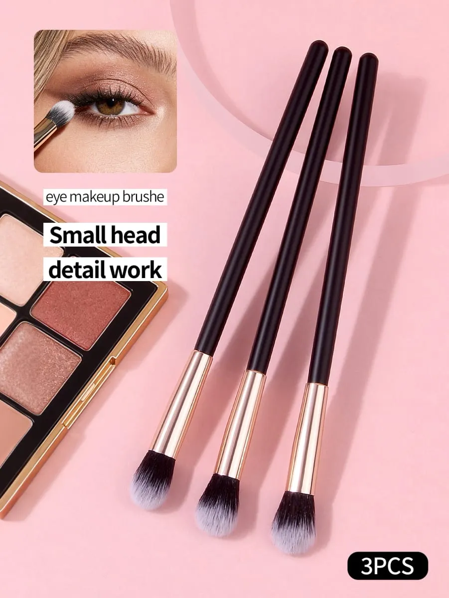 Conjunto de pincéis de maquiagem profissional para olhos, 3 peças, fibra sintética macia, pincel de mistura de sombra, pequenos detalhes, ferramentas cosméticas de beleza