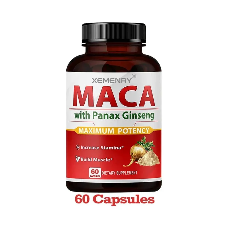 Cápsulas de Maca - Aumentam a Dureza do Tamanho Melhoram a Força Aliviam a Fadiga Maca Ginseng Natural