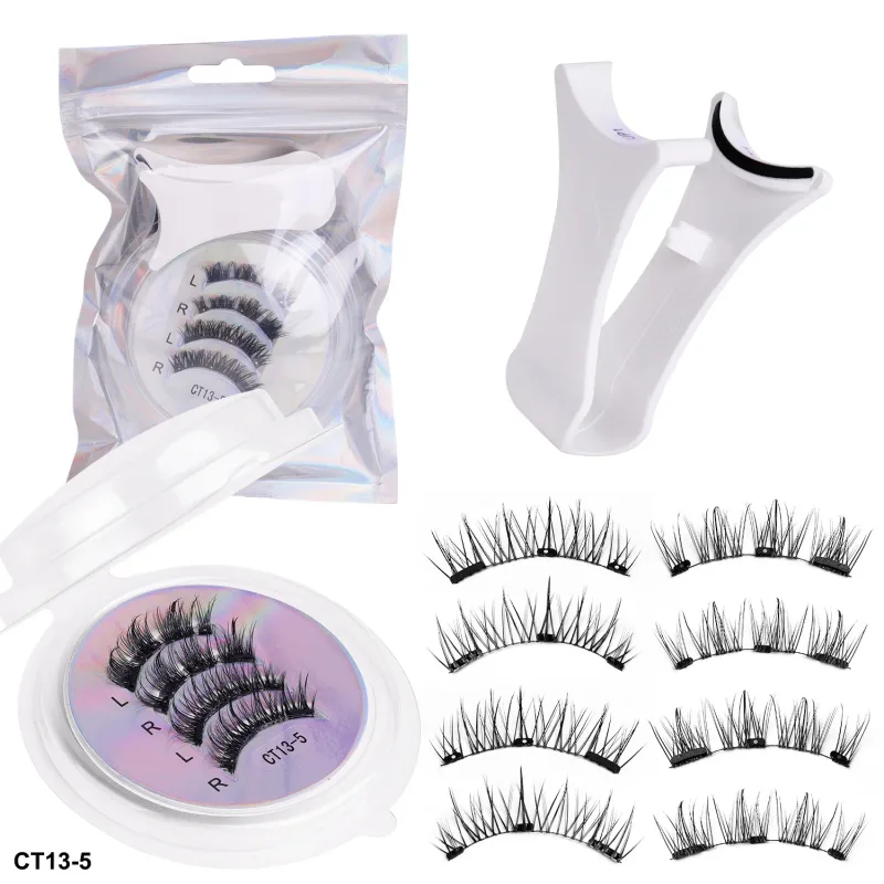2 pares de cílios magnéticos grossos gato falso cílios maquiagem conjunto reutilizável sem cola flully e encaracolado personalizado e atacado