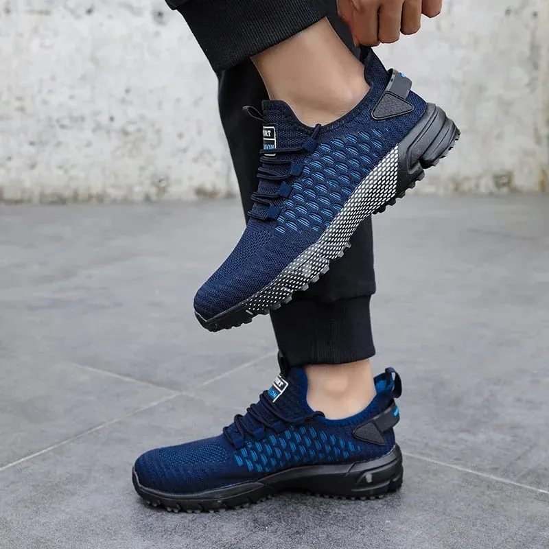Men's Mesh Shoes Unique Grid Trend Design Breathable Comfortable Running Shoes Summer New Track Field Basketball Sports Shoes