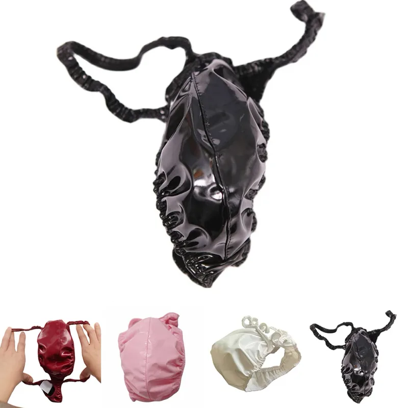 Tangas de couro de látex para homens pretos g-string acabamento brilhante pu poliéster elastano 15 pu 72 poliéster 13 elastano