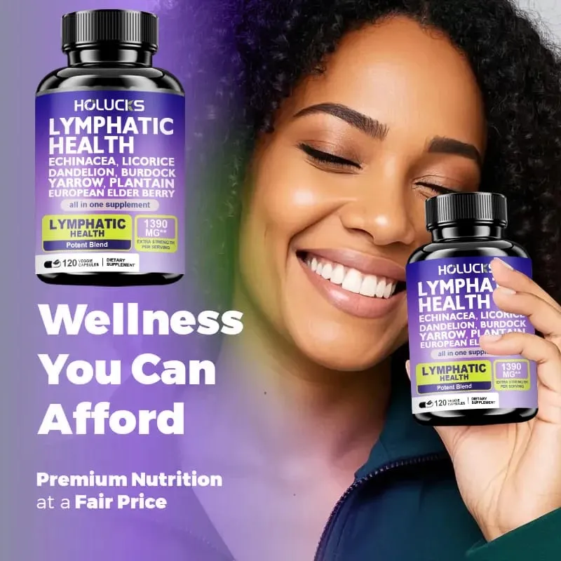 Cápsulas linfáticas 1300 mg, suplemento de suporte, ajuda ao equilíbrio hormonal lipedema, desintoxicação natural para pele clara e vitalidade