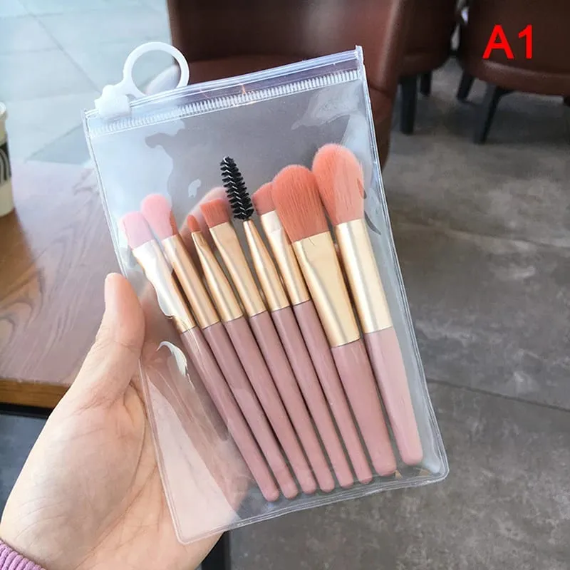 8PCS Mini Pro Makeup Brushes Matte Handle Portable Soft Hair Makeup Brush Set With Bag High Quality Makeup Tools