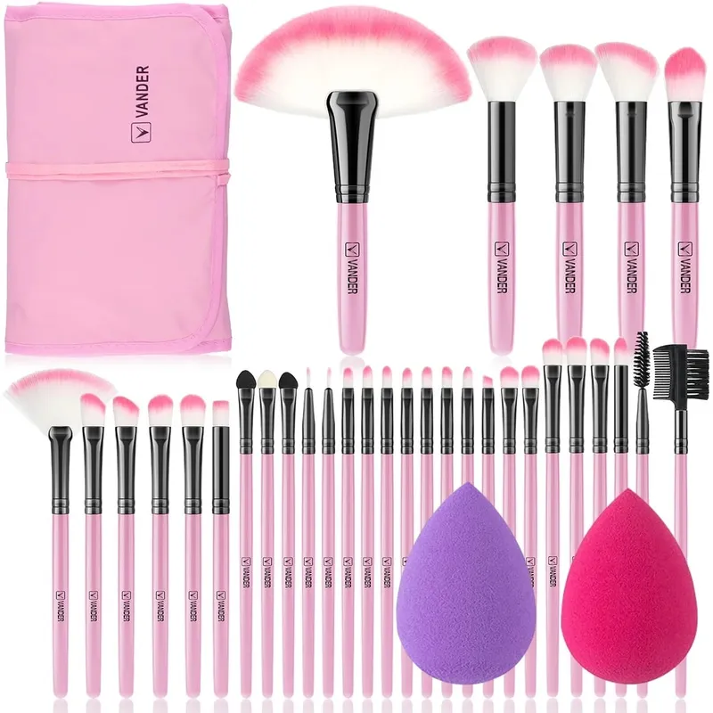 Conjunto de pincéis de maquiagem, 10/32 peças, pó macio, base, contorno, blush, corretivo, sombra, iluminador, ferramenta de beleza