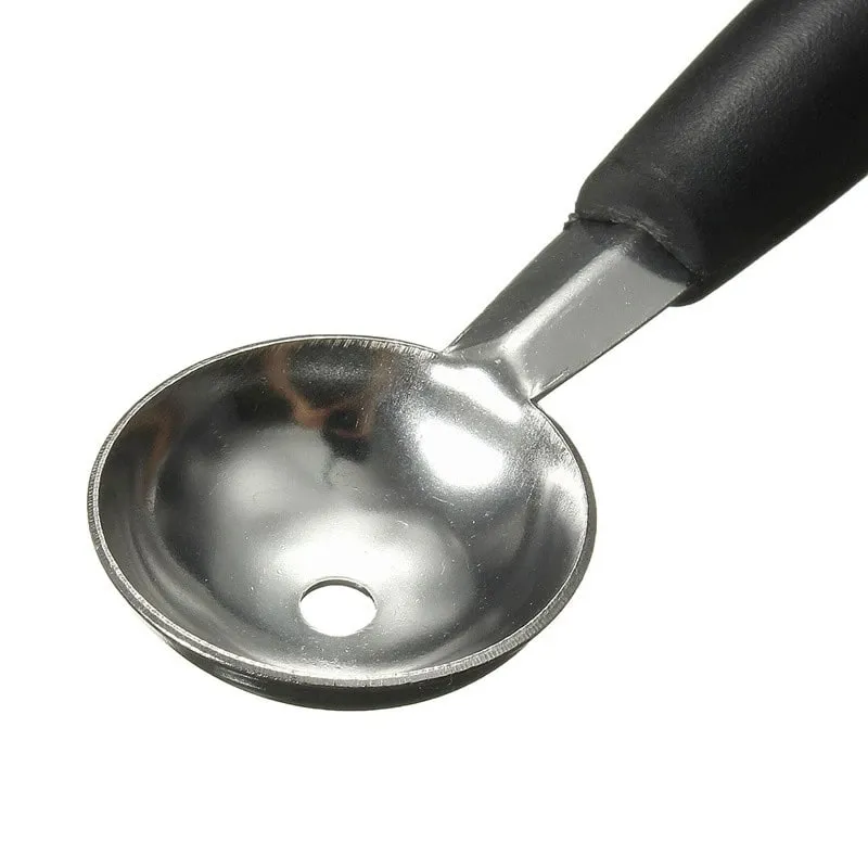 Colher de sorvete multifuncional de aço inoxidável, colher de sorvete de frutas de duas cabeças, melancia, escavador de bola, ferramentas de cozinha, 1 peça
