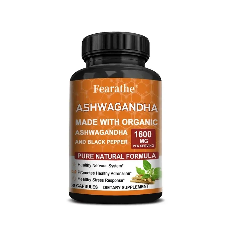 Cápsulas de extrato de Ashwagandha - Pimenta preta, suporte para alívio do estresse, humor, sono, função cerebral, recuperação muscular e saúde imunológica