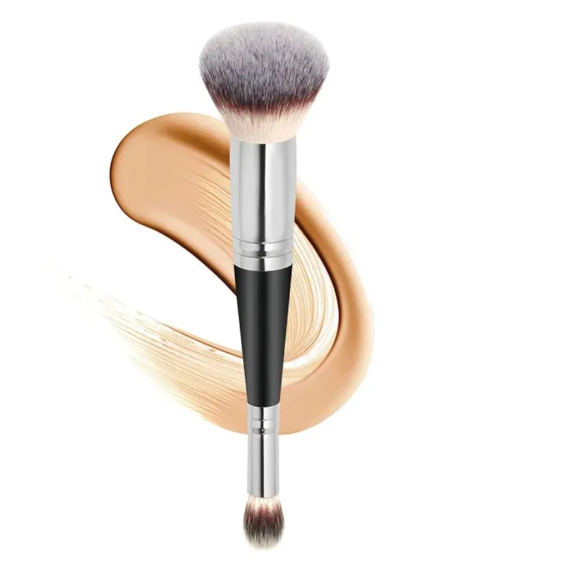 Pincéis de maquiagem profissional de cabeça dupla 2 em 1, pincel de base, corretivo, iluminador, pó, blush, ferramentas de maquiagem de beleza