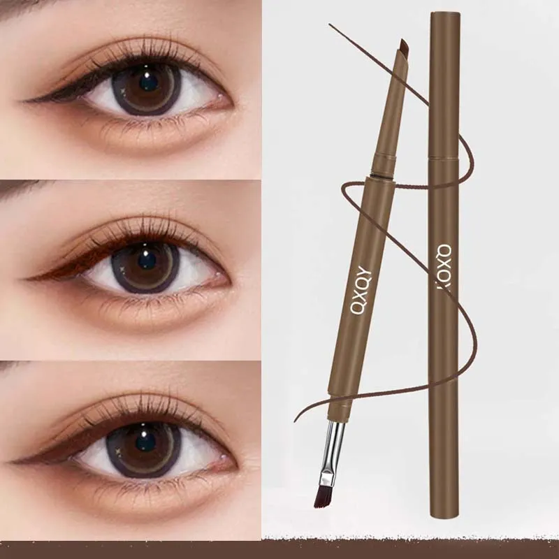 Delineador em gel de cabeça dupla, fácil de colorir, suave e à prova d'água, à prova de suor, marrom escuro, contorno de olhos, cosméticos, 1 peça — image 5