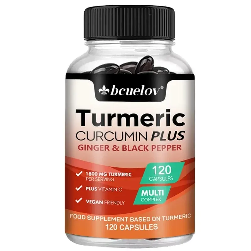 Suplemento de cúrcuma com extrato de curcumina, gengibre e pimenta preta para apoiar a mobilidade articular e a saúde muscular e óssea