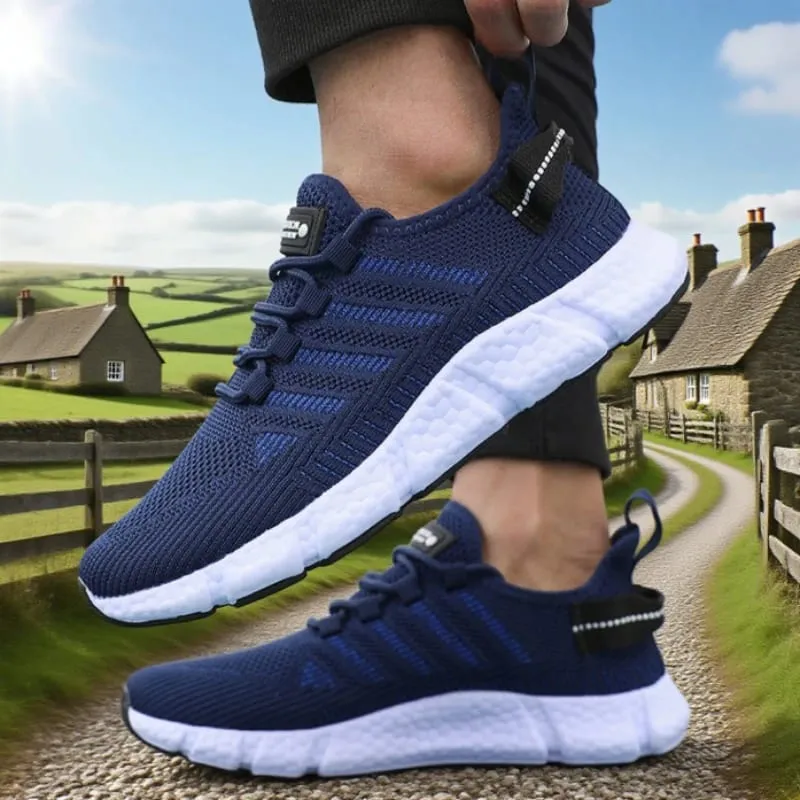 Tênis de corrida de sola macia para homens malha respirável flexível tênis casuais confortáveis ​​solas sustentáveis ​​sapatos de treinamento de tênis