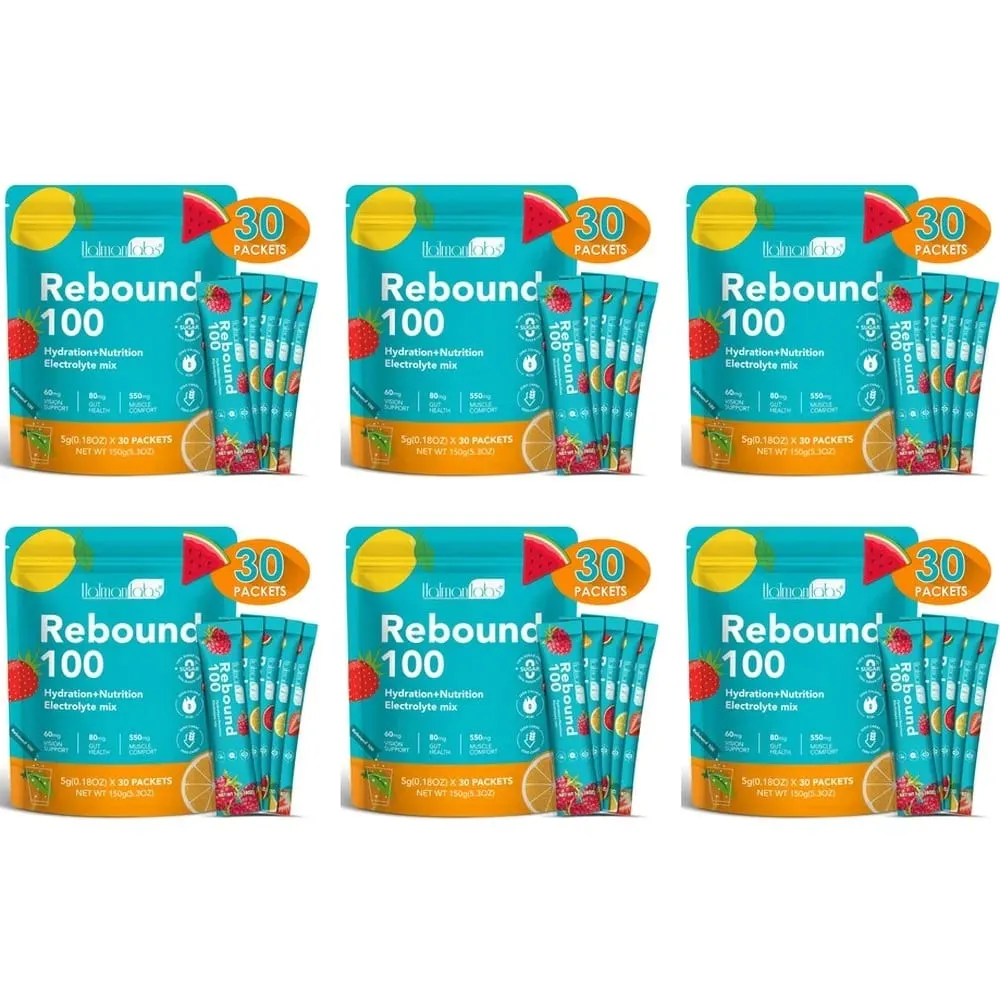 Rebound 100 電解質粉，用於水合肌肉舒適，零糖和卡路里鍛煉能量飲料混合物 30 片