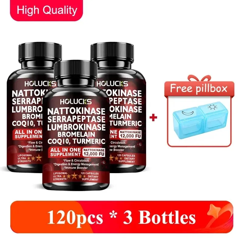 Suplemento Nattokinase Serrapeptase apoia a circulação, alívio da inflamação energética e saúde geral do corpo para adultos