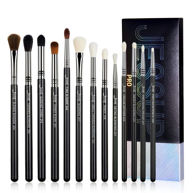 Jessup conjunto de pincéis de maquiagem para os olhos, pincel profissional para mistura de olhos, misturas sintéticas, sombra, lápis esfumaçado t338