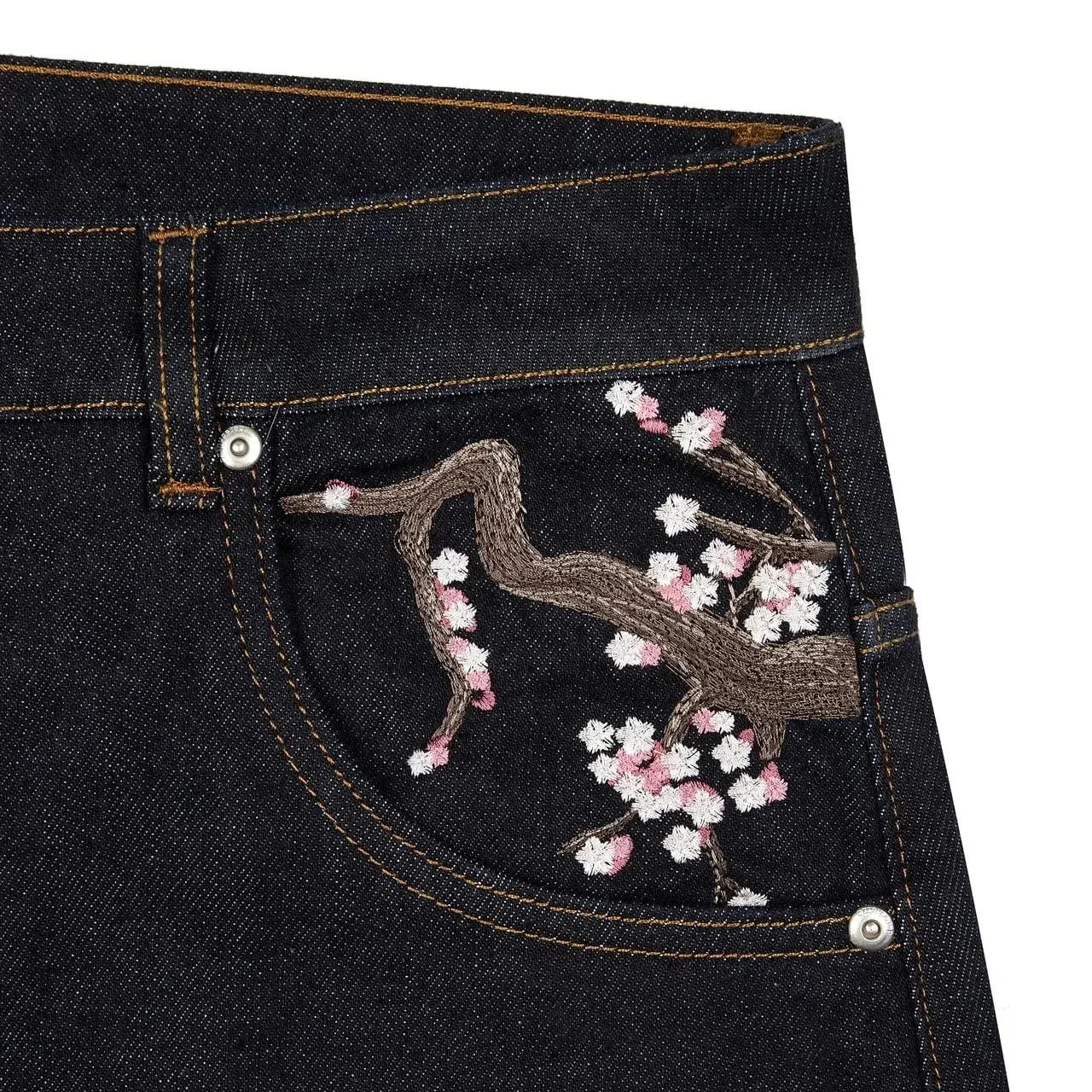 Harajuku retalhos flor de cerejeira bordado calças jeans y2k vintage feminino baggy em linha reta perna larga jeans rua roupas masculinas