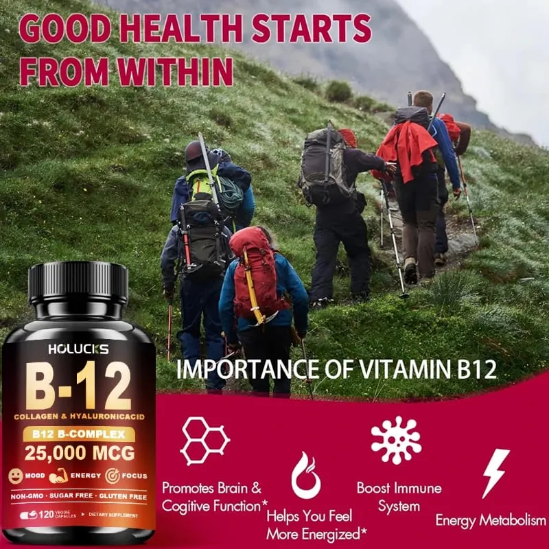 維生素 B12 複合補充劑有益於大腦和心臟功能支持記憶學習新陳代謝有助於增強自然能量