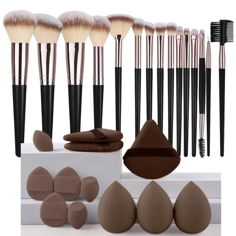 Conjunto de pincéis de maquiagem profissional, base corretivo, pó, sombra, blush, kabuki, mistura, ferramenta de beleza cosmética